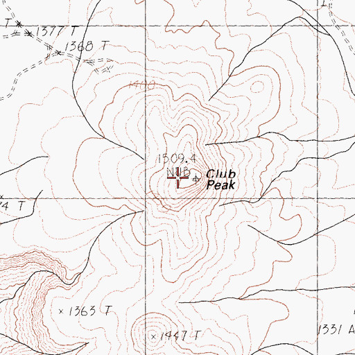 Topographic Map of Club Peak, CA