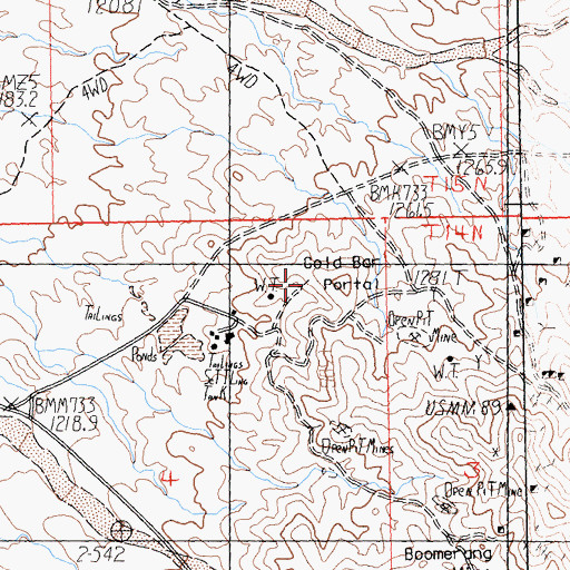 Topographic Map of Gold Bar Portal, CA