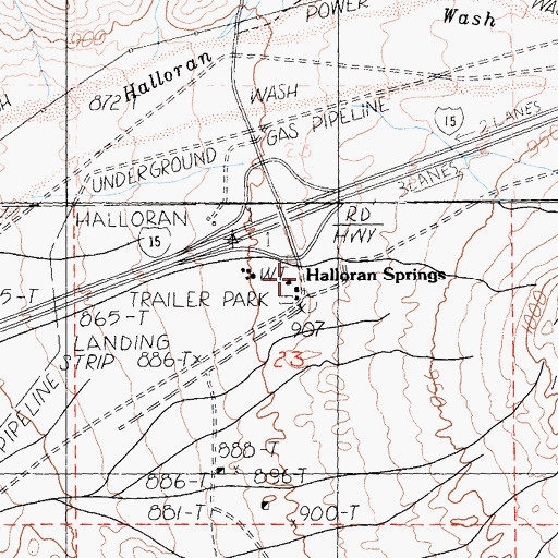 Topographic Map of Halloran Springs, CA