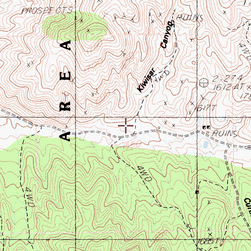 Topographic Map of Kiwisar Canyon, CA
