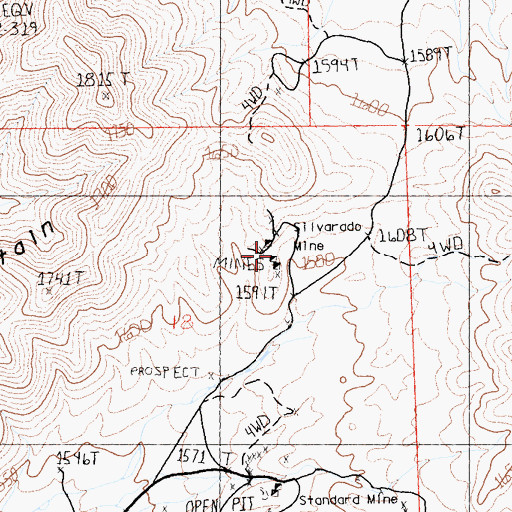 Topographic Map of Silverado Mine, CA