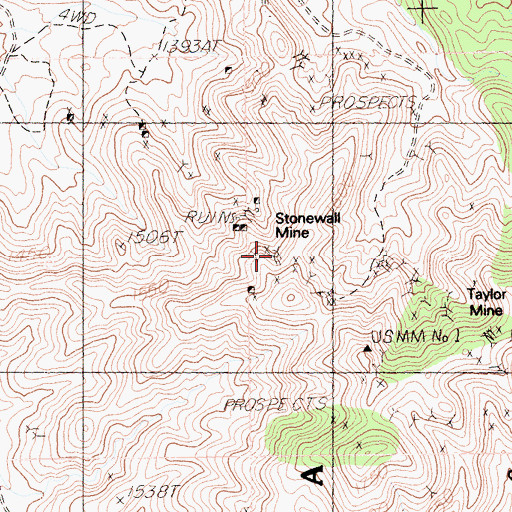 Topographic Map of Stonewall Mine, CA
