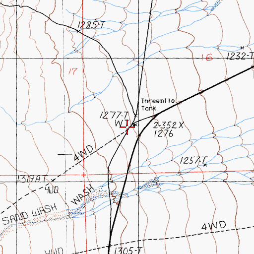 Topographic Map of Threemile Tank, CA