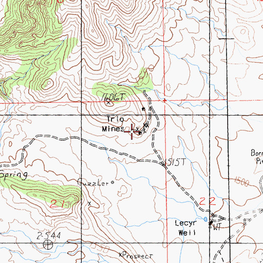 Topographic Map of Trio Mines, CA