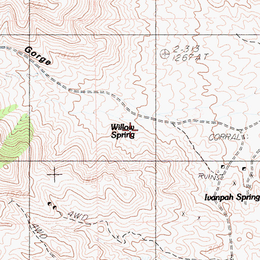 Topographic Map of Willow Spring, CA