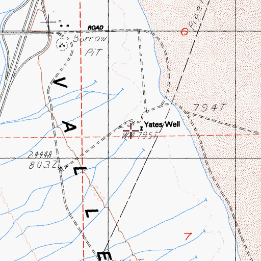 Topographic Map of Yates Well, CA