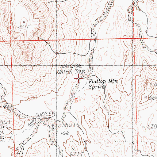 Topographic Map of Flattop Mountain Spring, CA