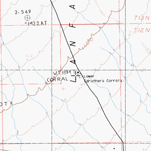 Topographic Map of Lower Caruthers Corrals, CA