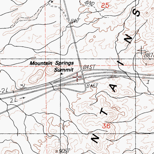 Topographic Map of Mountain Springs Summit, CA