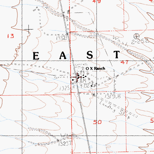 Topographic Map of O X Ranch, CA