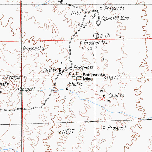 Topographic Map of Rattlesnake Mine, CA