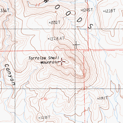 Topographic Map of Tortoise Shell Mountain, CA