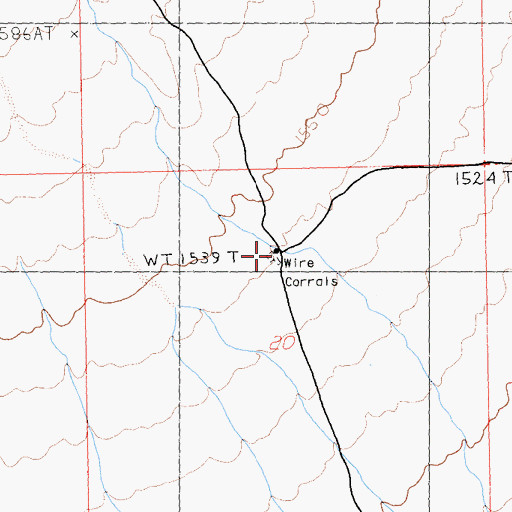 Topographic Map of Wire Corrals, CA