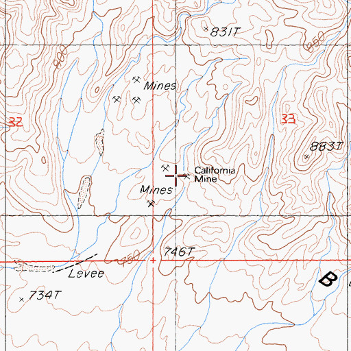 Topographic Map of California Mine, CA