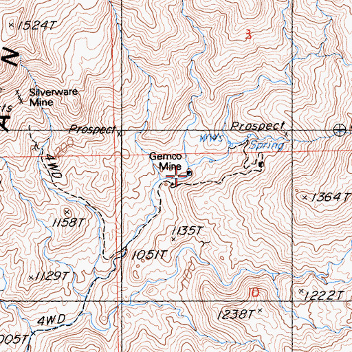 Topographic Map of Gemco Mine, CA
