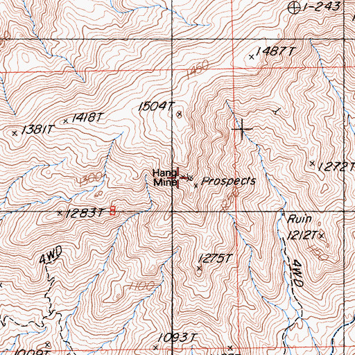 Topographic Map of Hang Mine, CA