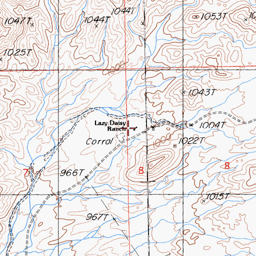 Topographic Map of Lazy Daisy Ranch, CA