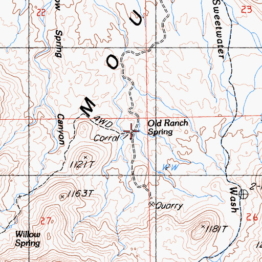 Topographic Map of Old Ranch Spring, CA