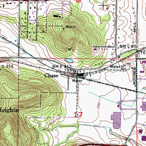 Topographic Map of Chase Post Office, AL