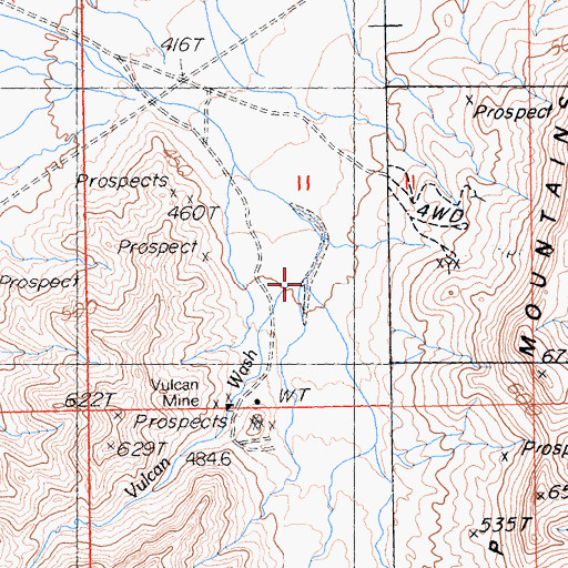 Topographic Map of Vulcan Wash, CA