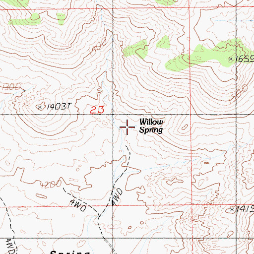Topographic Map of Willow Spring, CA