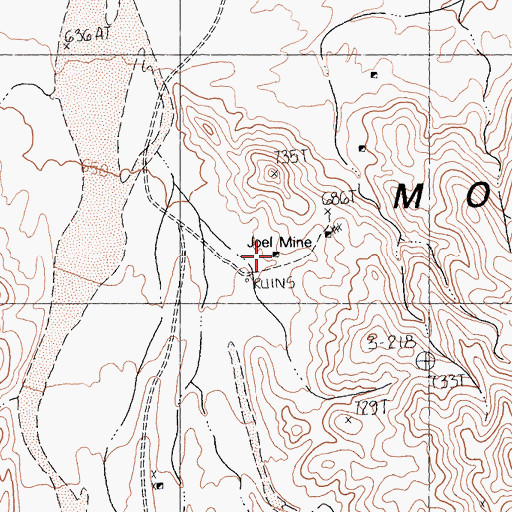 Topographic Map of Joel Mine, CA