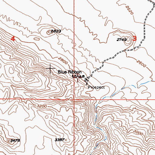 Topographic Map of Blue Ribbon Mine, CA