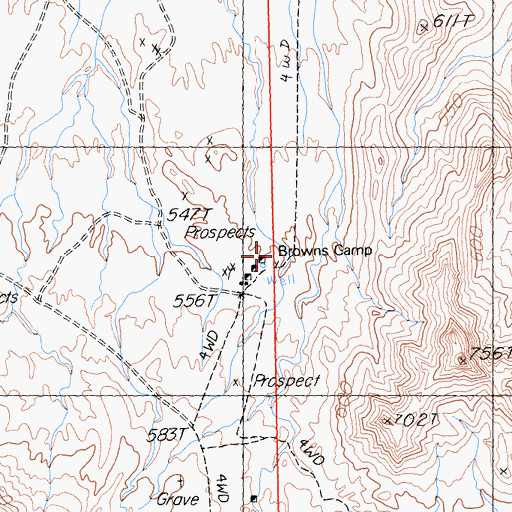 Topographic Map of Browns Camp, CA
