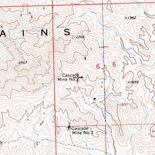 Topographic Map of Cascade Mine Number Two, CA