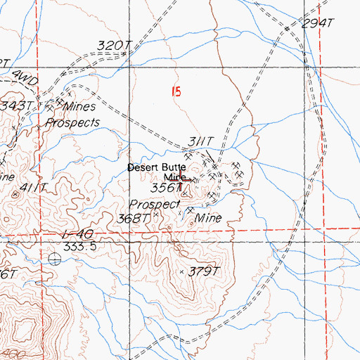 Topographic Map of Desert Butte Mine, CA