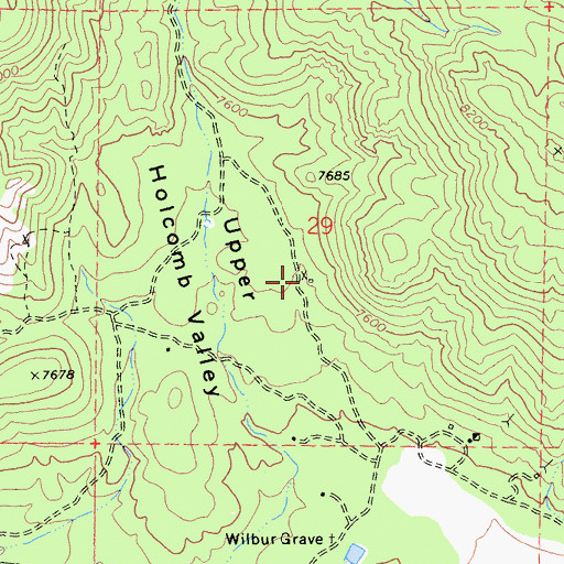 Topographic Map of Harvey K Mine, CA