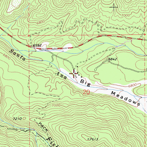 Topographic Map of Heart Bar Ranch (historical), CA