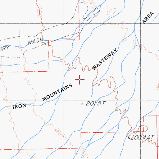 Topographic Map of Iron Mountains Wasteway Area, CA