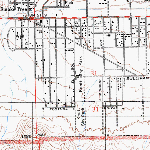 Topographic Map of Knott Sky Park (historical), CA