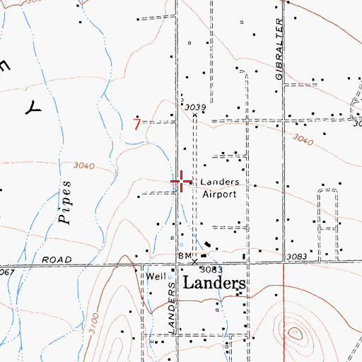 Topographic Map of Landers Airport (historical), CA
