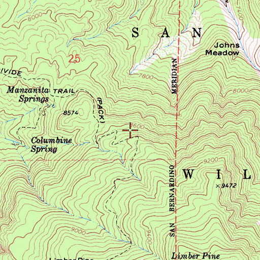 Topographic Map of Limber Pine Springs, CA