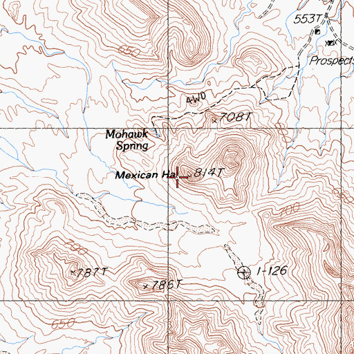 Topographic Map of Mexican Hat, CA