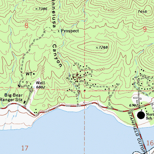 Topographic Map of Minnelusa, CA