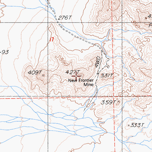 Topographic Map of New Frontier Mine, CA