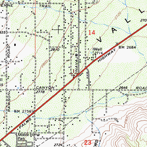 Topographic Map of Palm Wells, CA