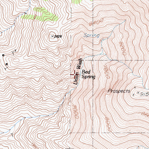 Topographic Map of Bed Spring, CA