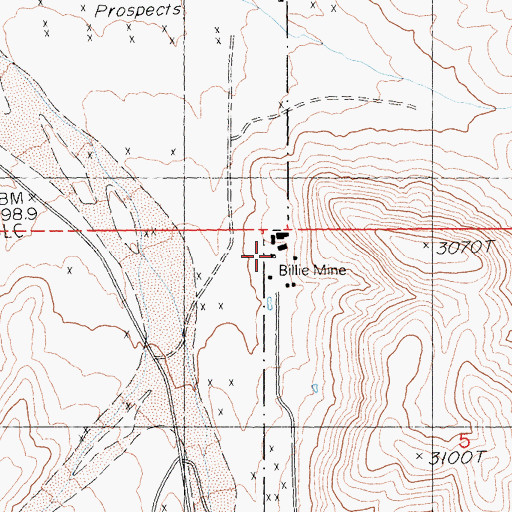 Topographic Map of Billie Mine, CA