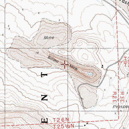 Topographic Map of Boraxo Mine, CA