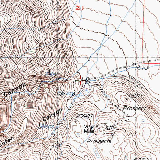 Topographic Map of Little Hunter Canyon, CA