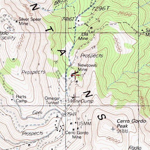 Topographic Map of Newtown Mine, CA