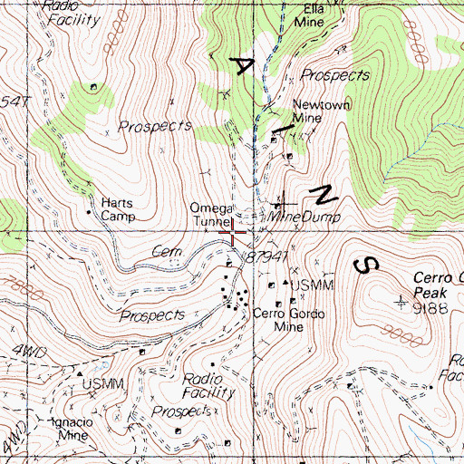 Topographic Map of Omega Tunnel, CA