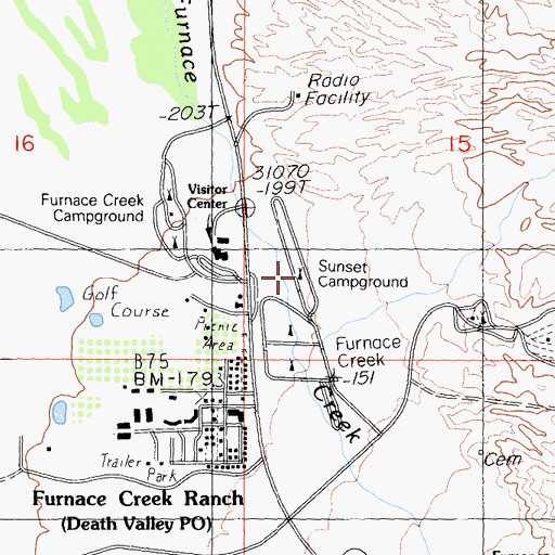 Topographic Map of Sunset Campground, CA