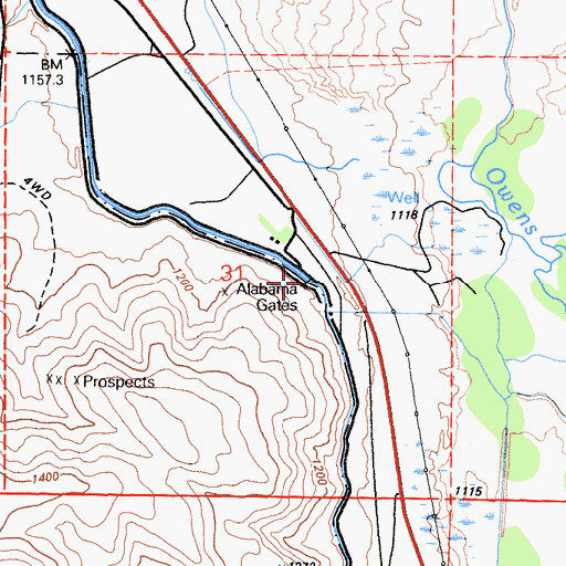 Topographic Map of Alabama Gates, CA