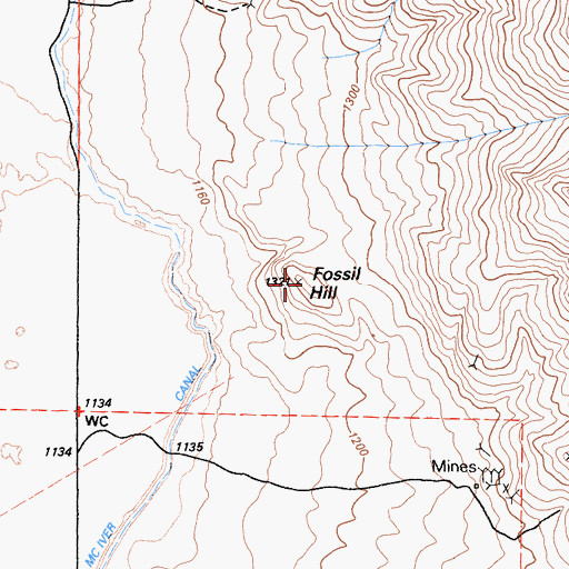 Topographic Map of Fossil Hill, CA