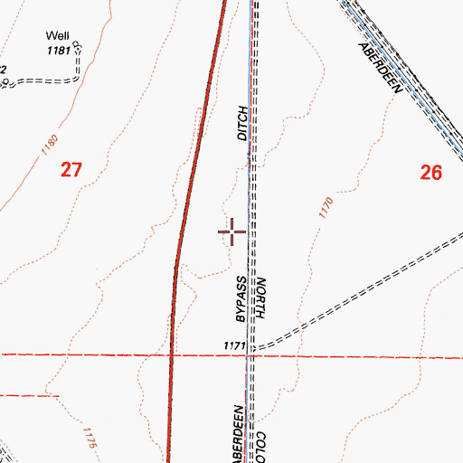 Topographic Map of Aberdeen Bypass Ditch, CA
